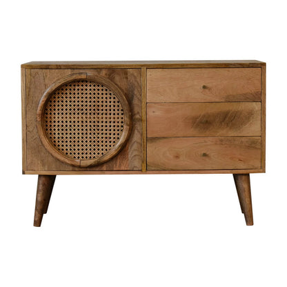 Rattan and mango wood sideboard