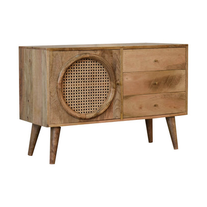 Rattan and mango wood sideboard