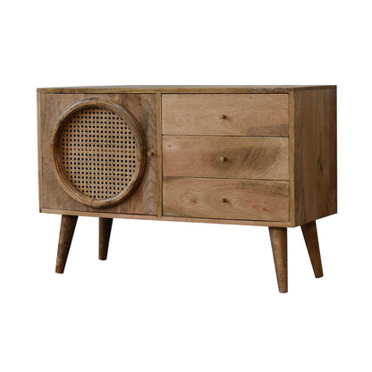 Rattan and mango wood sideboard