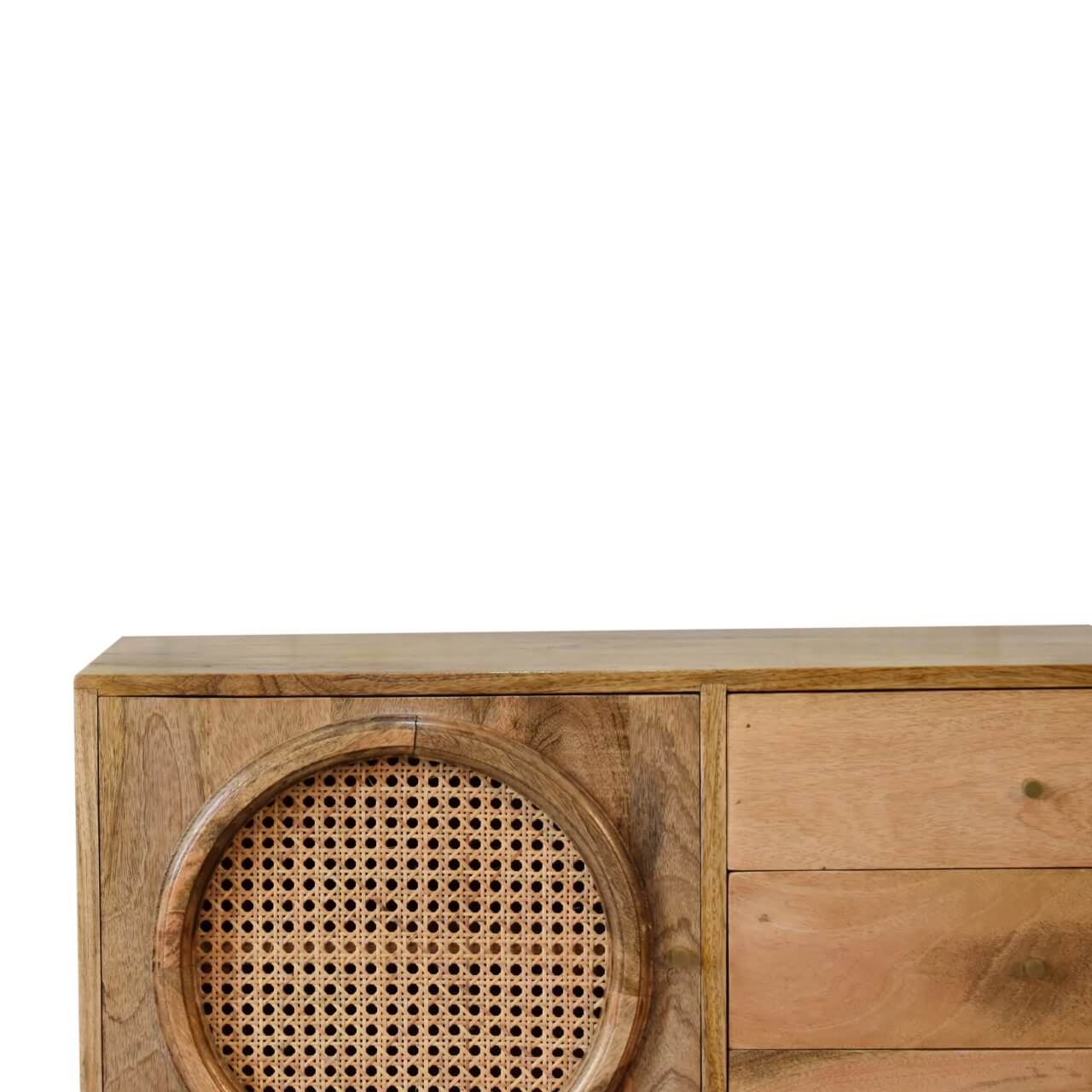 Rattan and mango wood sideboard