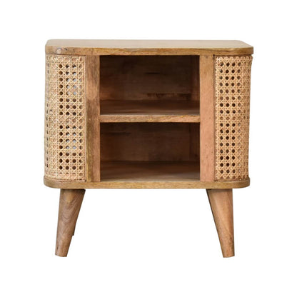 Rattan mango wood open bedside table