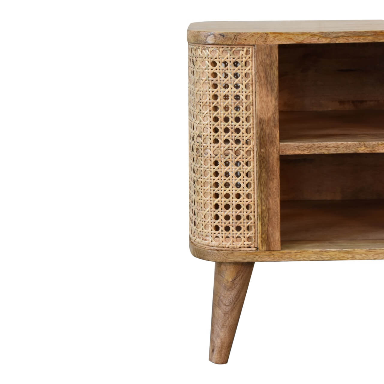 Rattan mango wood open bedside table