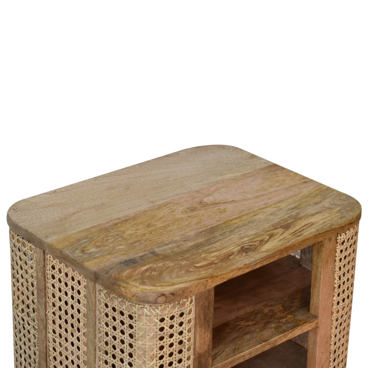 Rattan mango wood open bedside table