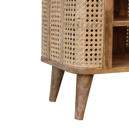 Rattan mango wood open bedside table