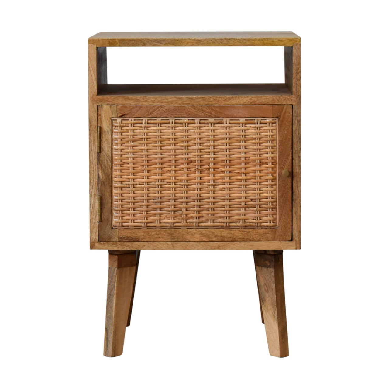 Rattan and mango wood bedside table