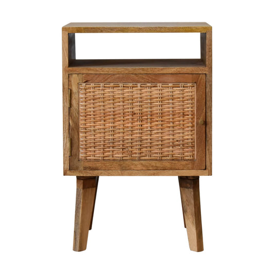 Rattan and mango wood bedside table