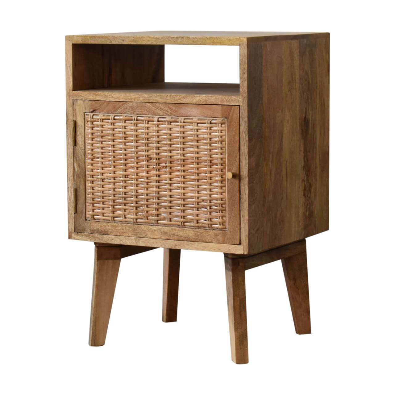 Rattan and mango wood bedside table