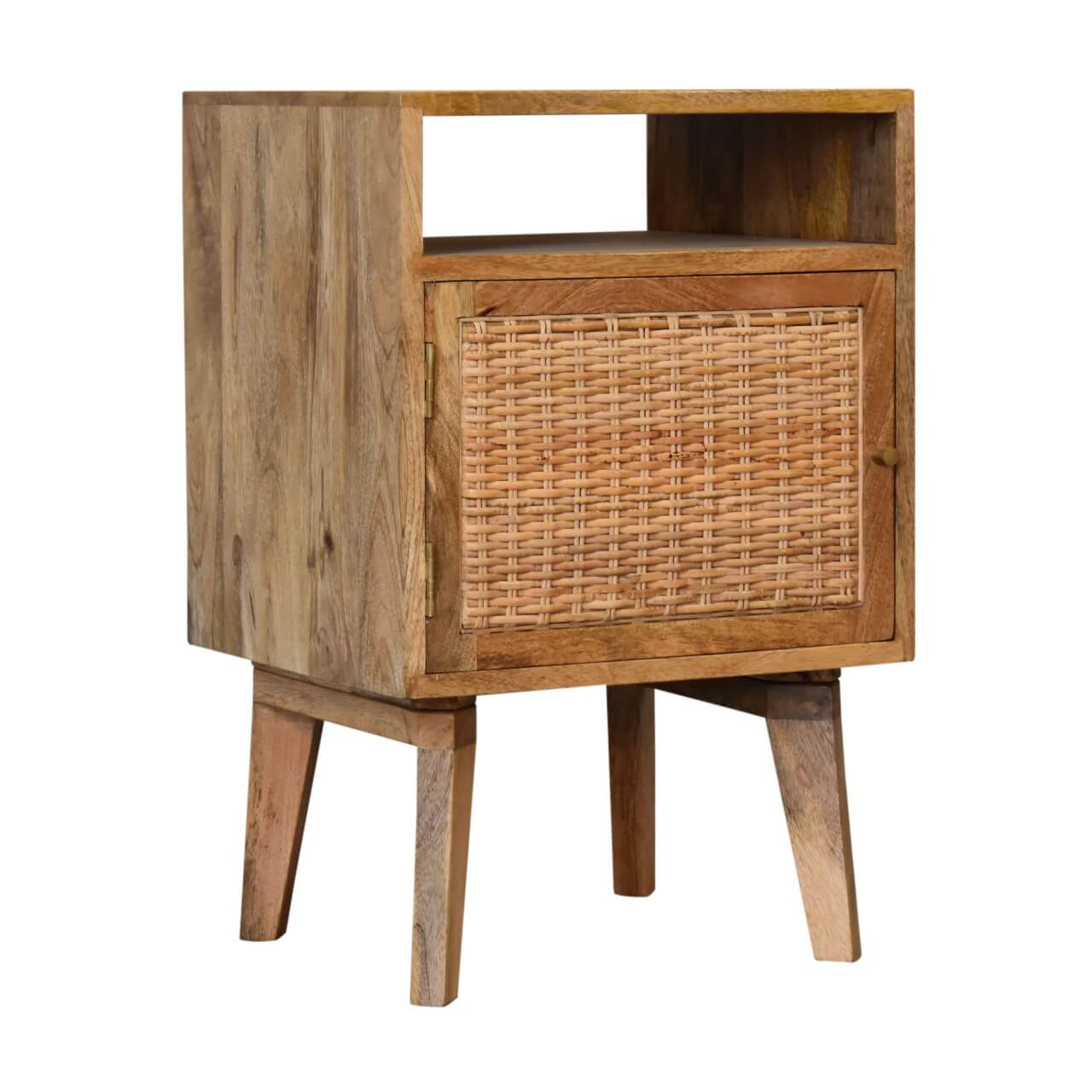 Rattan and mango wood bedside table