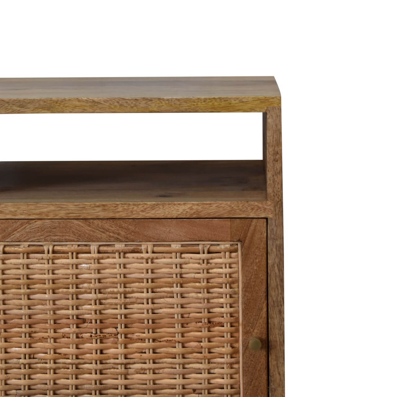 Rattan and mango wood bedside table