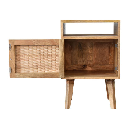 Rattan and mango wood bedside table