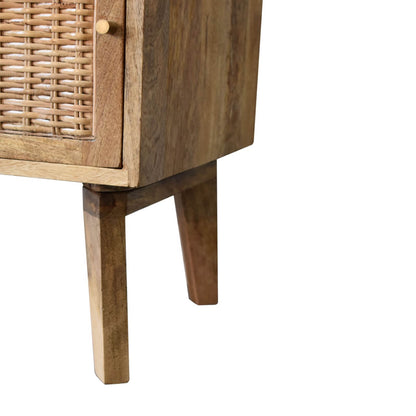 Rattan and mango wood bedside table