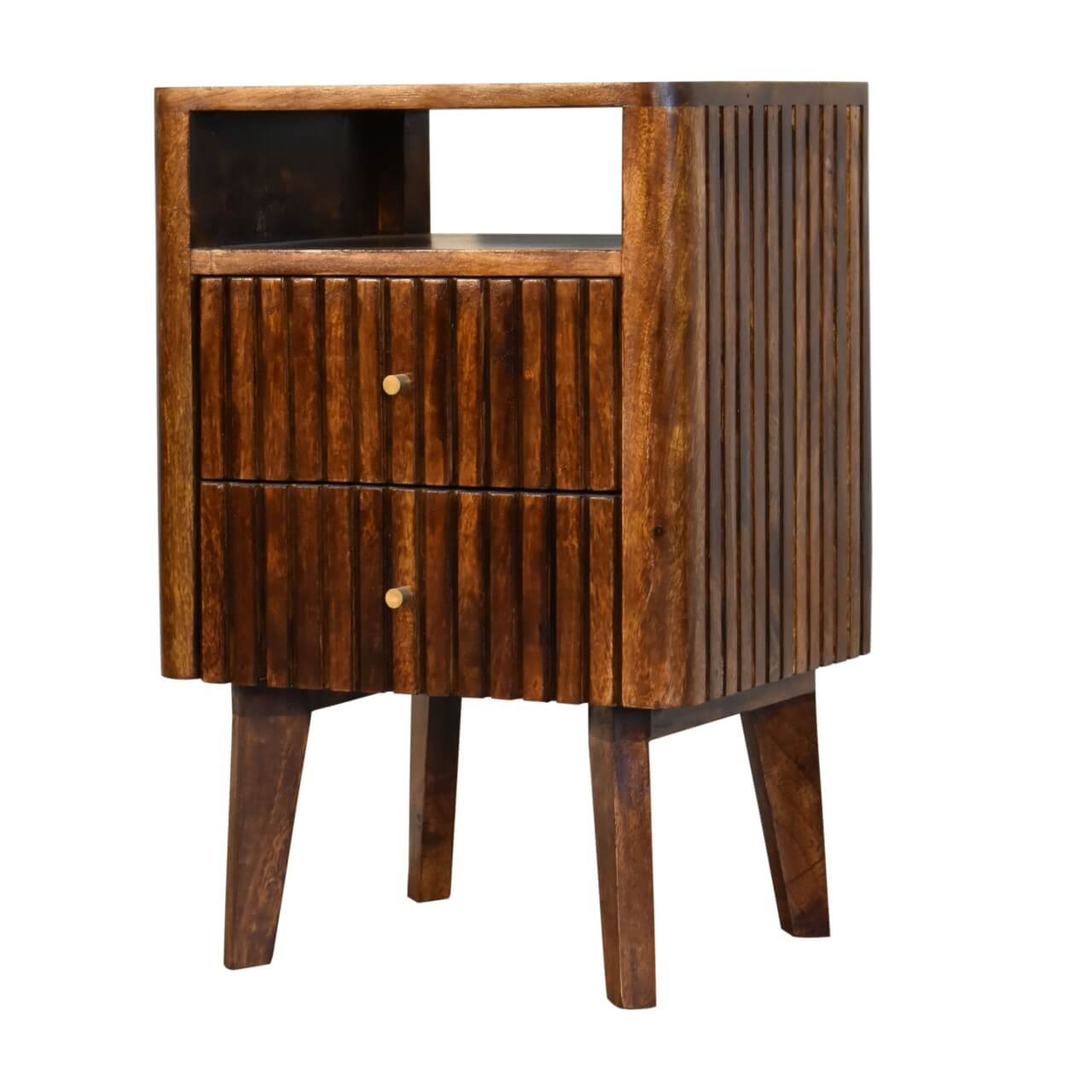 Chestnut finish Solid Wood bedside table, mango wood