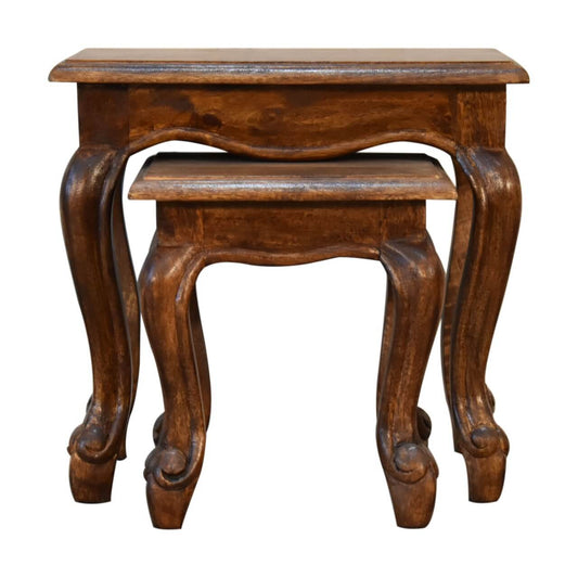 Chestnut finish mango wood nest of table