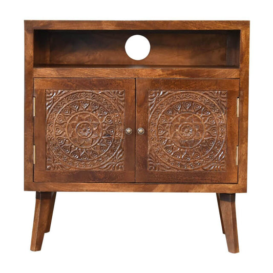 Modern cabinet mango wood chestnut finish