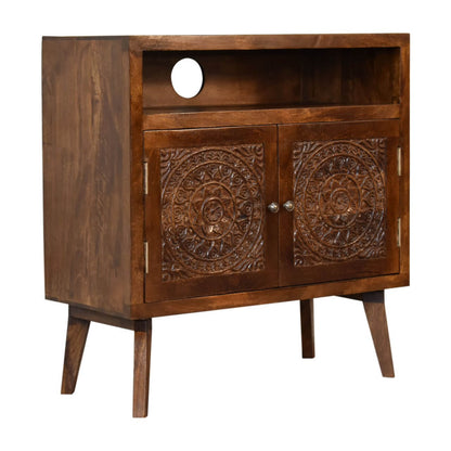 Modern cabinet mango wood chestnut finish