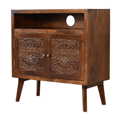 Modern cabinet mango wood chestnut finish