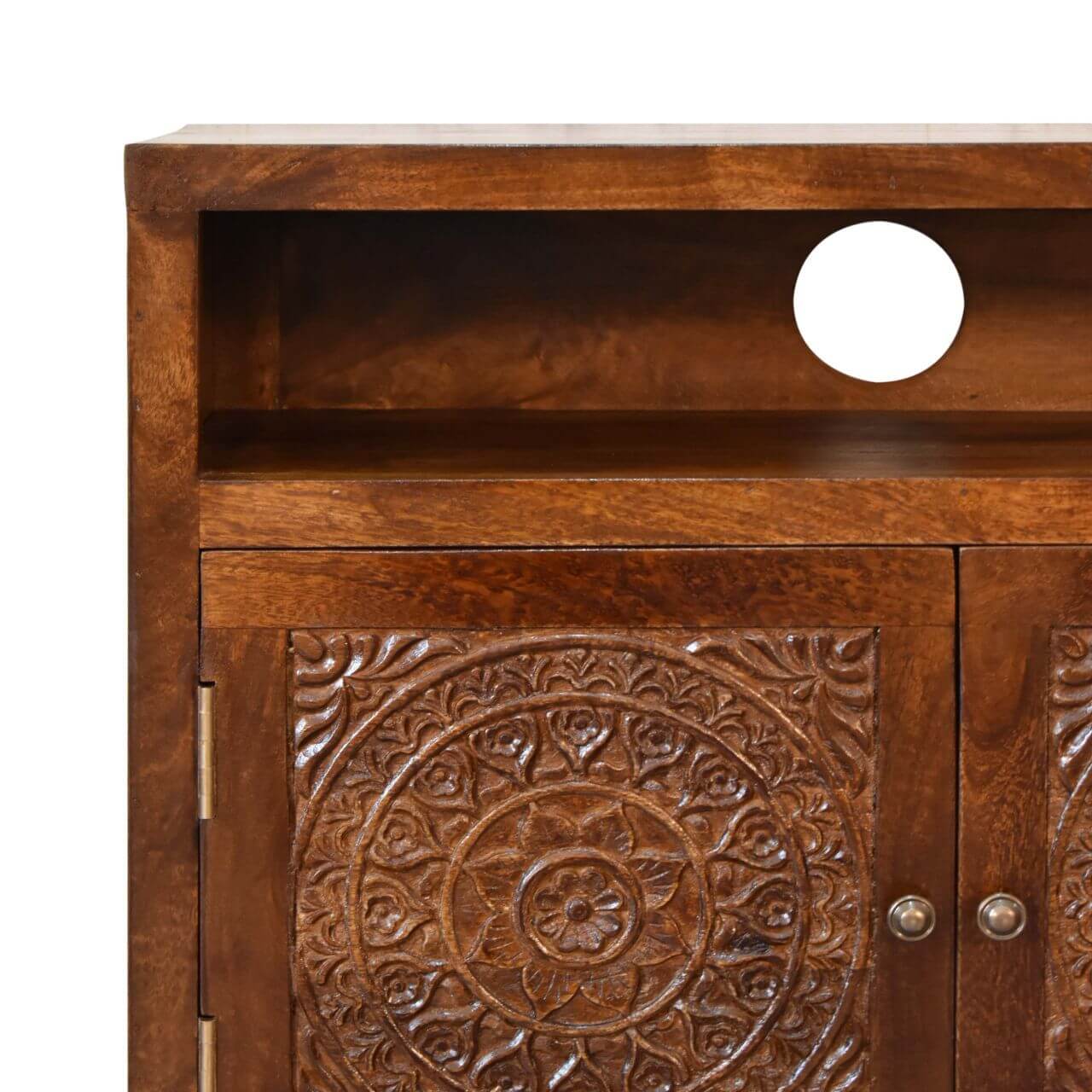 Modern cabinet mango wood chestnut finish