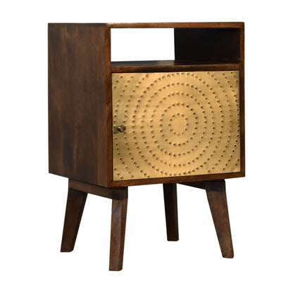 Brass plated bedside table mango wood