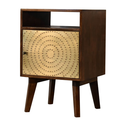 Brass plated bedside table mango wood