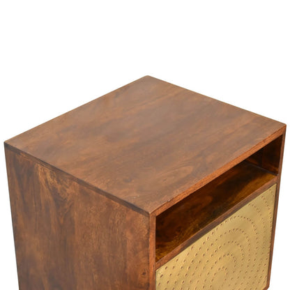 Brass plated bedside table mango wood