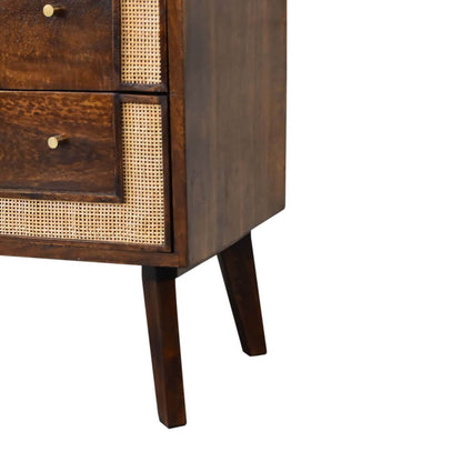 3 drawer chest mango wood and rattan chestnut finish