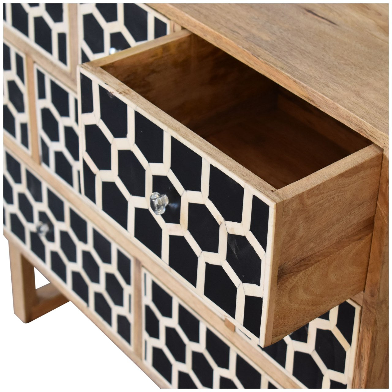 U-Shaped Legs Bone Inlay Wooden Chest