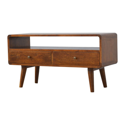 TV unit made from mango wood in chestnut finish