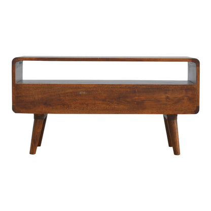 TV unit made from mango wood in chestnut finish