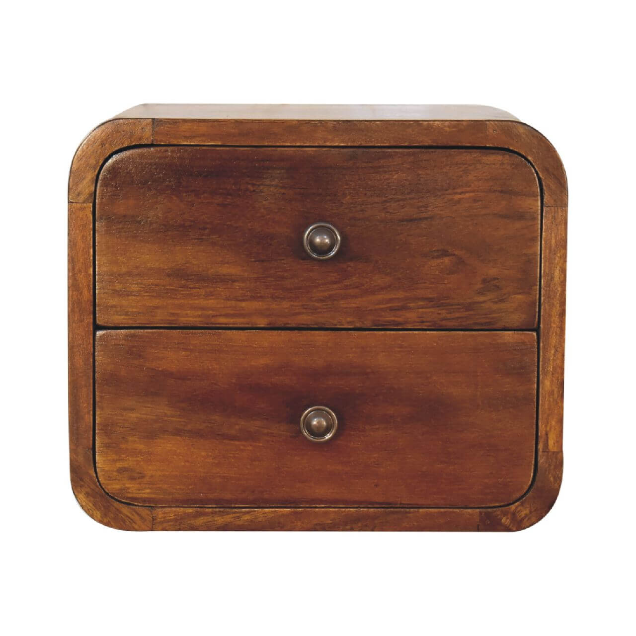 Floating 2 drawers mango wood bedside table