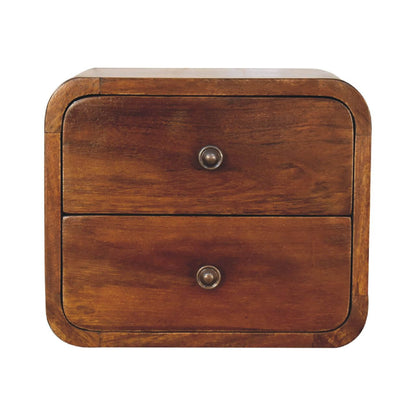 Floating 2 drawers mango wood bedside table