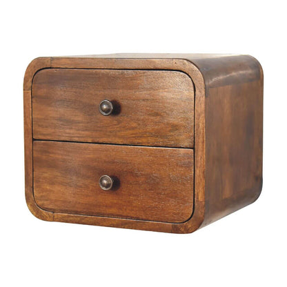 Floating 2 drawers mango wood bedside table