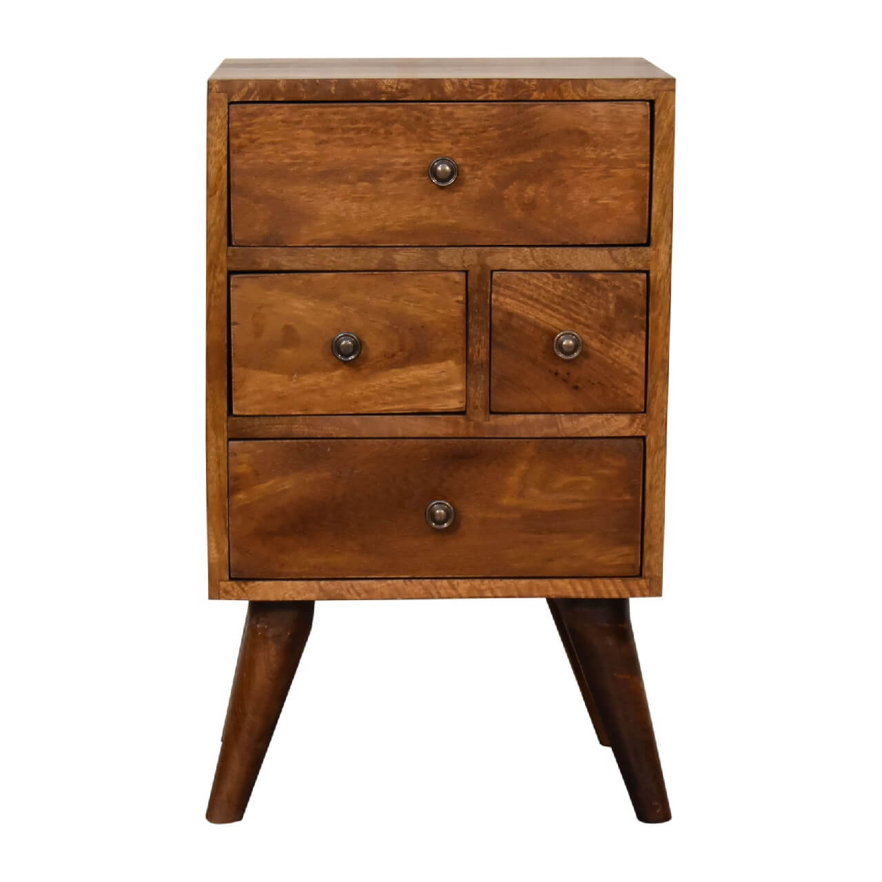 Nordic bedside table Mango Wood Chestnut finish 4 Drawers