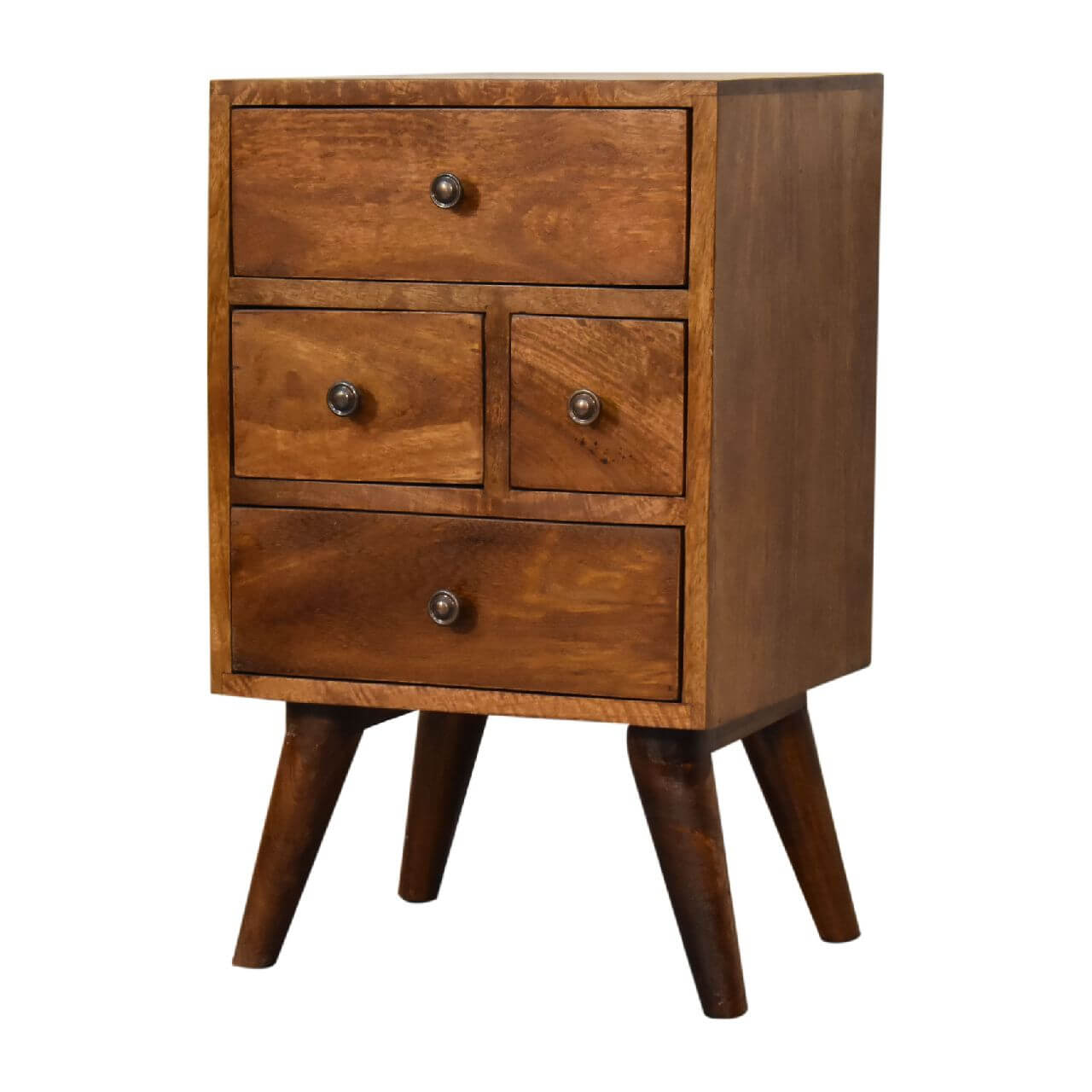 Nordic bedside table Mango Wood Chestnut finish 4 Drawers