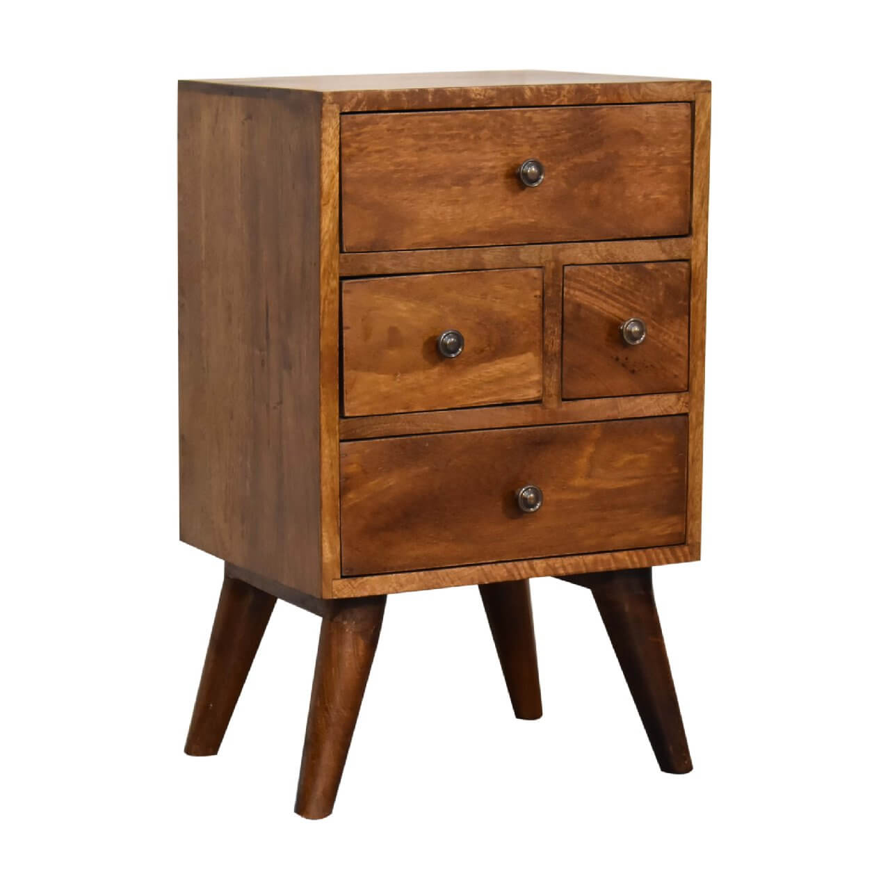 Nordic bedside table Mango Wood Chestnut finish 4 Drawers