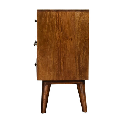 Nordic bedside table Mango Wood Chestnut finish 4 Drawers