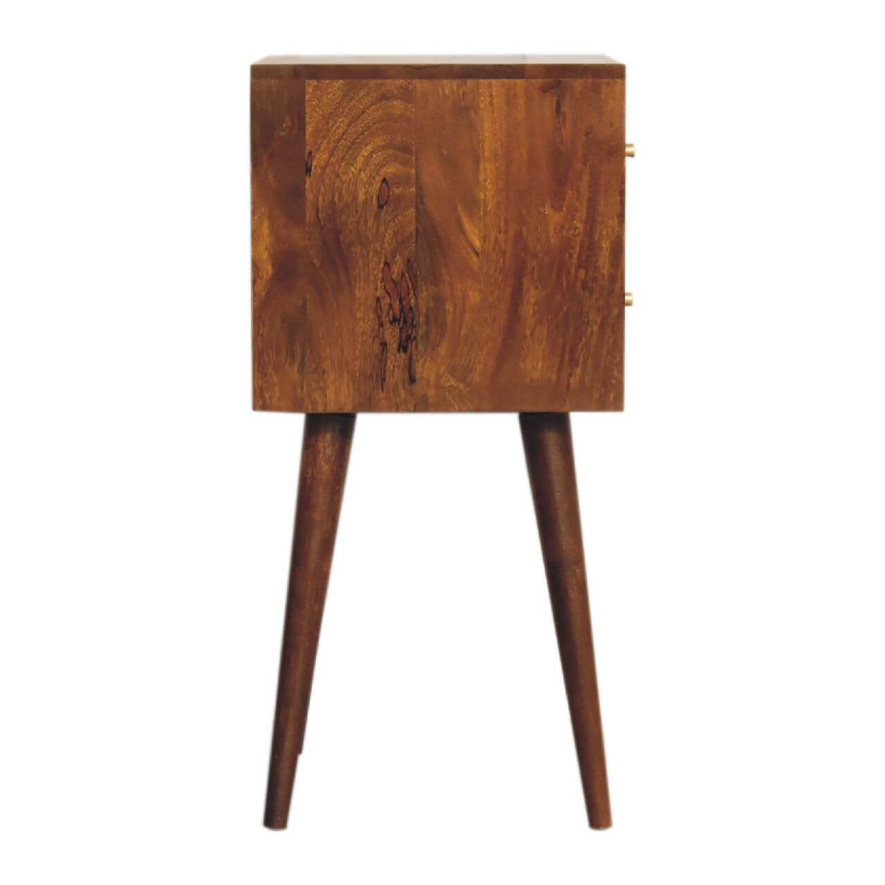 Narrow Cube Carved Bedside, Chestnut