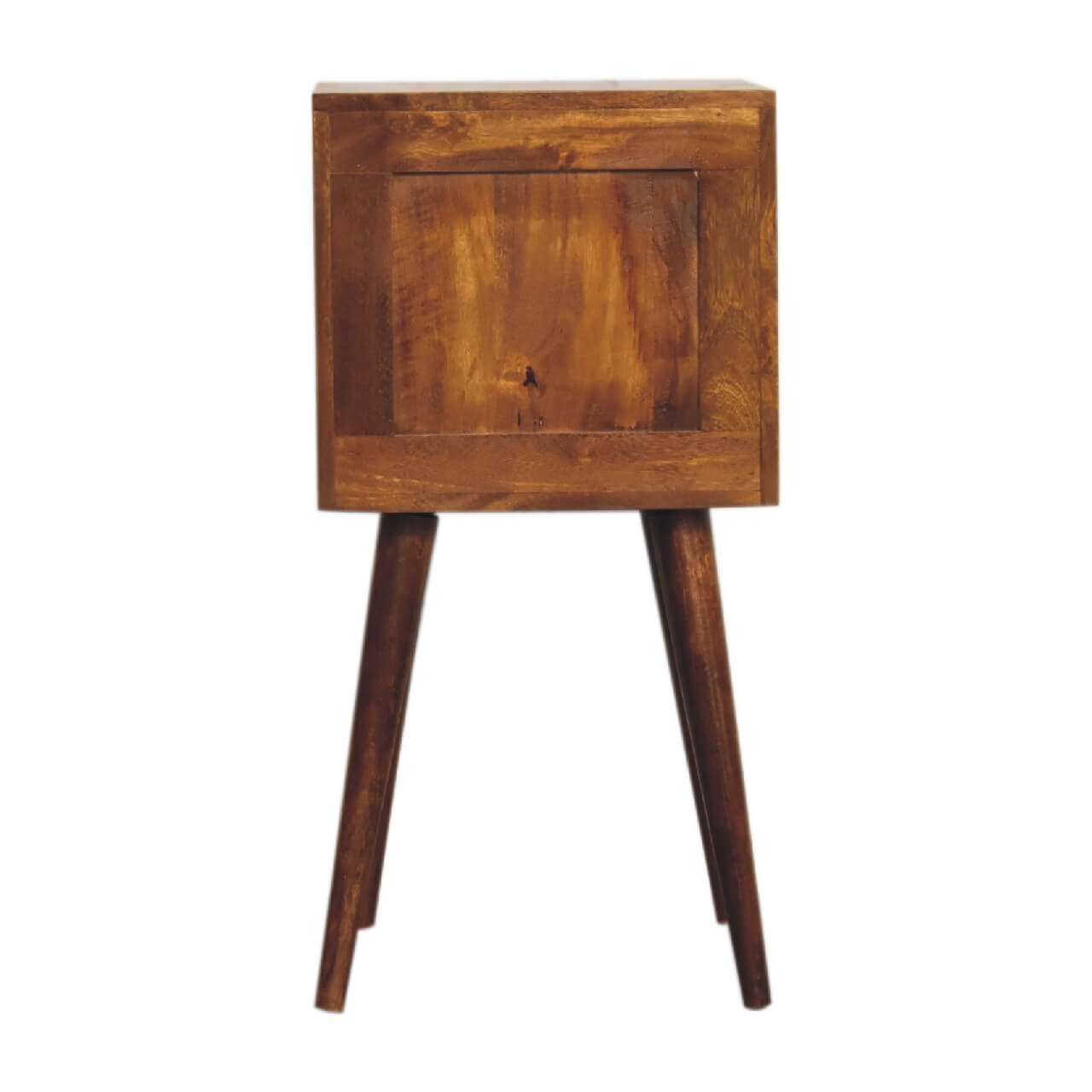 Narrow Cube Carved Bedside, Chestnut