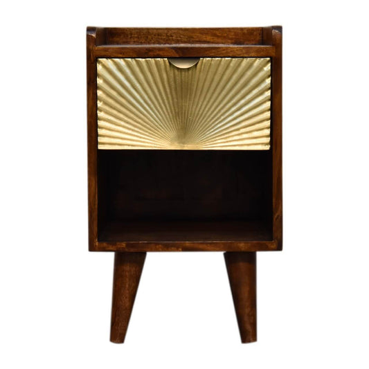 Sunrise brass plated mango wood bedside table