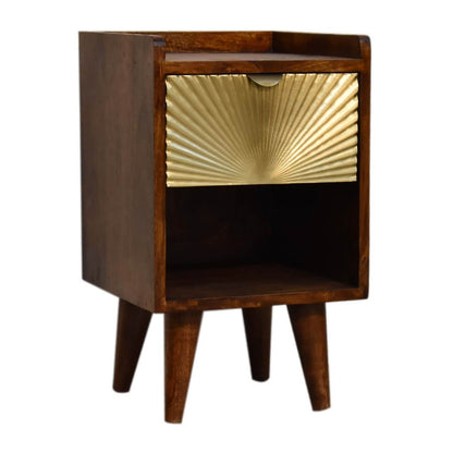 Sunrise brass plated mango wood bedside table