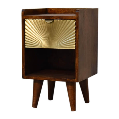 Sunrise brass plated mango wood bedside table