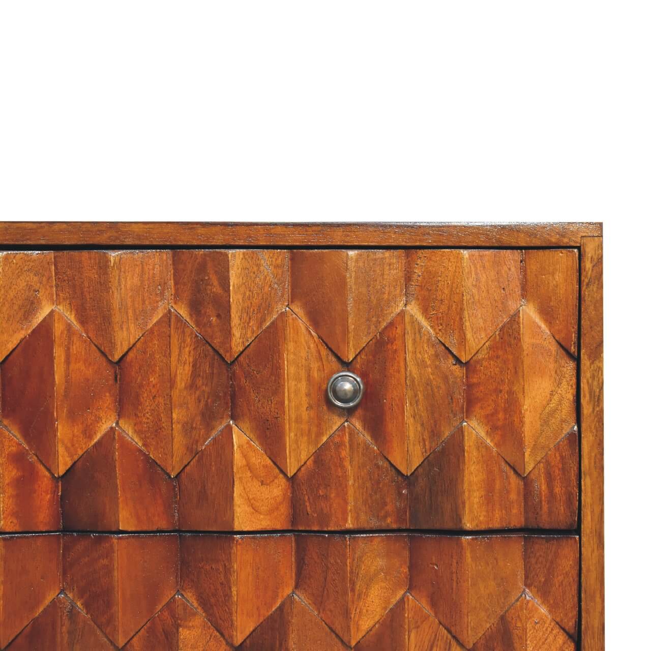 Pineapple Carved 3 Drawer Chest, Chestnut