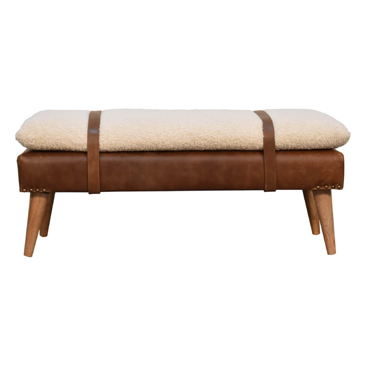 Buffalo Hide Boucle Mango Wood Bench