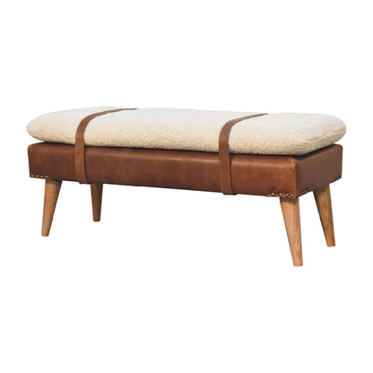 Buffalo Hide Boucle Mango Wood Bench