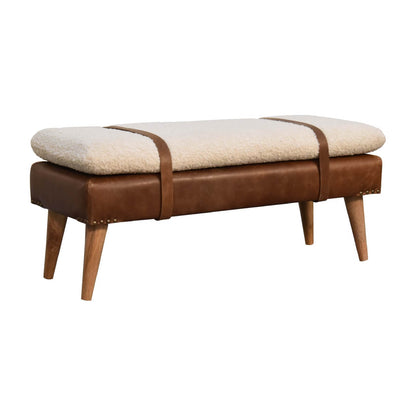 Buffalo Hide Boucle Mango Wood Bench