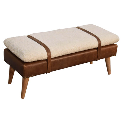 Buffalo Hide Boucle Mango Wood Bench