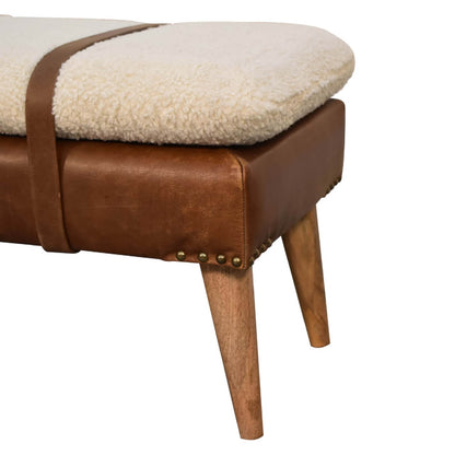 Buffalo Hide Boucle Mango Wood Bench