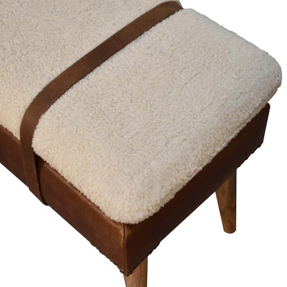 Buffalo Hide Boucle Mango Wood Bench