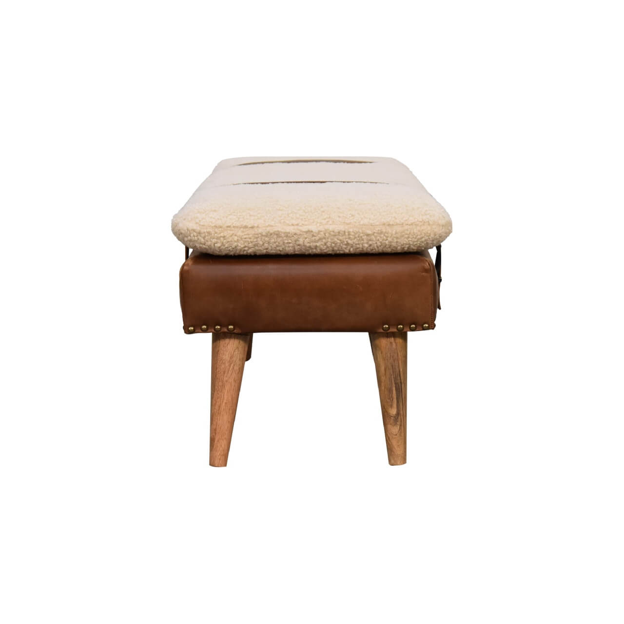 Buffalo Hide Boucle Mango Wood Bench