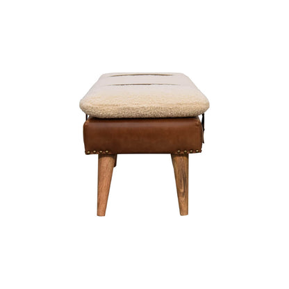 Buffalo Hide Boucle Mango Wood Bench