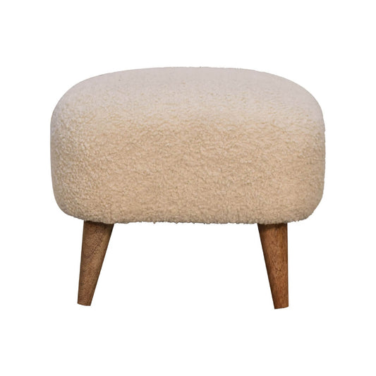 Bouclé Square Stool, Cream